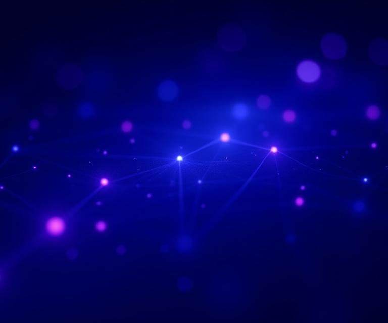 Futuristic digital nodes and data streams representing AI connectivity